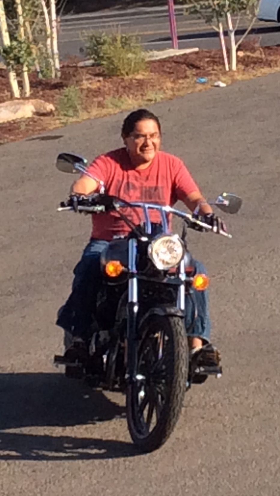Jamie Harvey riding his motorcycle